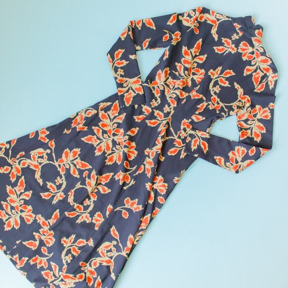 Tanya Taylor Thea Winter Ivy Floral Midi Dress Womens XSmall Ponte Fit Flare - Picture 9 of 9